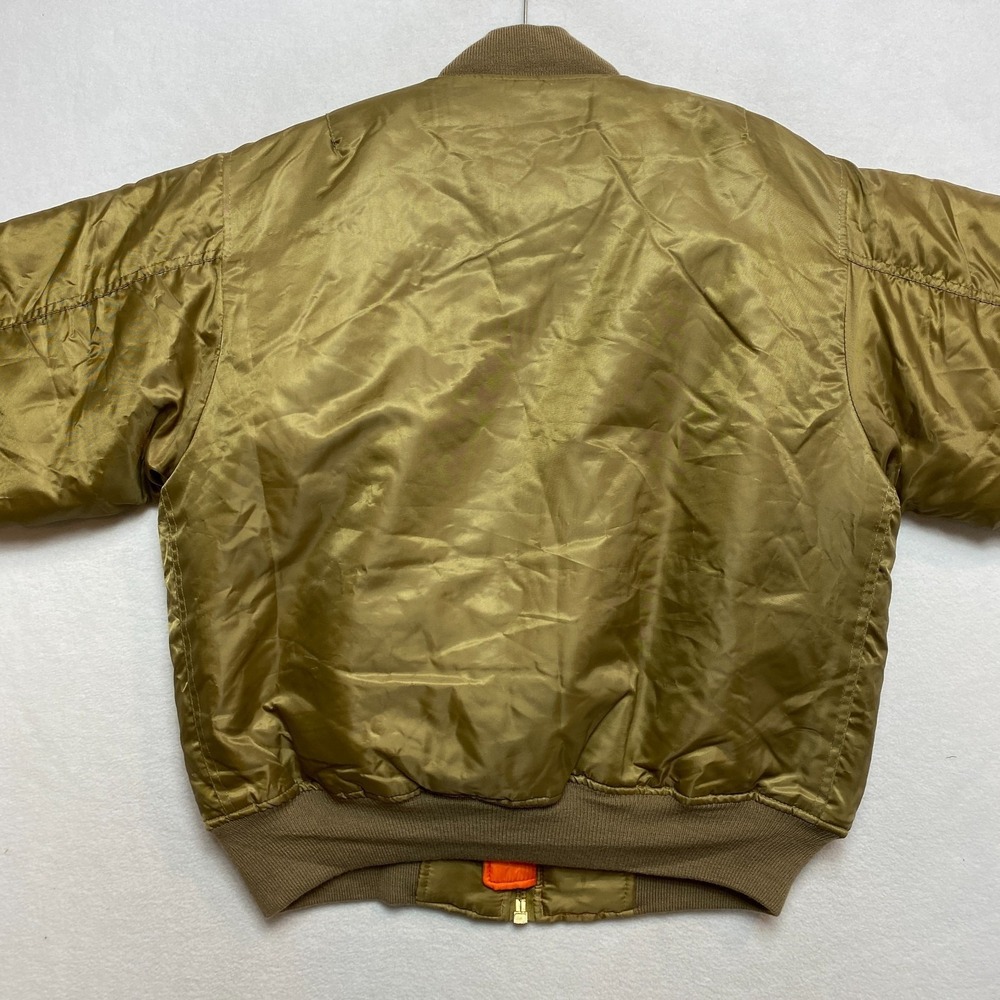 MA-1 Air Force Military Flight Jacket Mens Small Green Full Zip Orange Lining - Picture 10 of 13